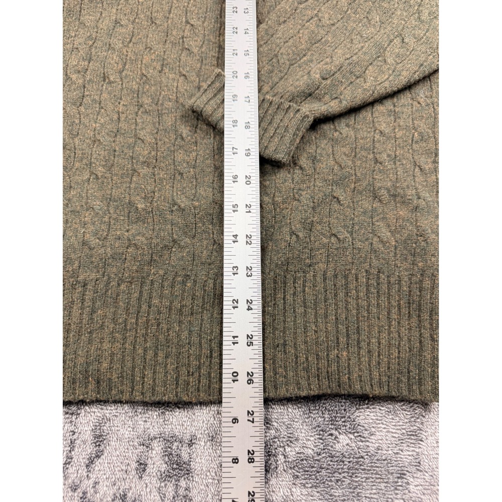 Polo Ralph Lauren Cable Knit Sweater Mens Large Green 100% Lambswool Crewneck - Picture 5 of 7